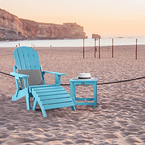 Homeqomi Adirondack Ottoman, Plastic Folding Adirondack Footstool, All Weather Ottoman For Adirondack Chairs, Widely Used For Outdoor, Porch, Patio, Garden, Poolside, Fire Pits - Lake Blue #TOP7