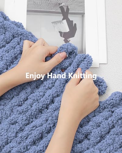 Image of Cozyful Chunky Yarn for Hand Knitting, #9 Thick Jumbo Big Chunky Yarn for Crocheting, Super Chunky Knit Blanket Yarns, Large Chunky Chenille Yarns, 8 Pack (30 yds 8 oz Each Skein), Blue Gray