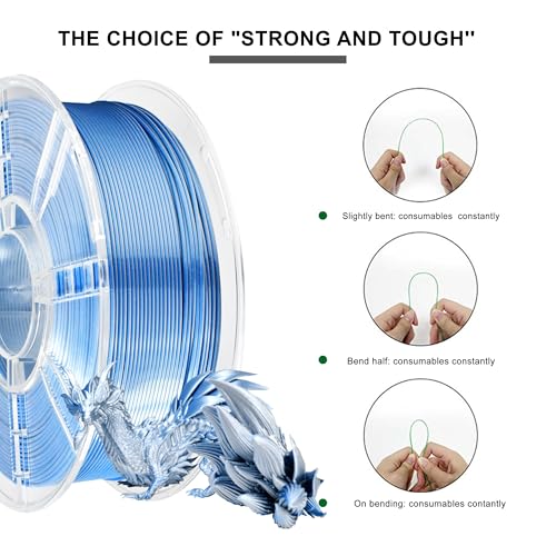 Image of iBOSS Dual Silk Metallic Blue Silver Shiny PLA+ Filament, 1KG 3D Printing Material with 1.75mm High Diameter Accuracy+ /-0.02mm, Neatly Wound Silk PLA Plus Widely Support for FDM 3D Printers