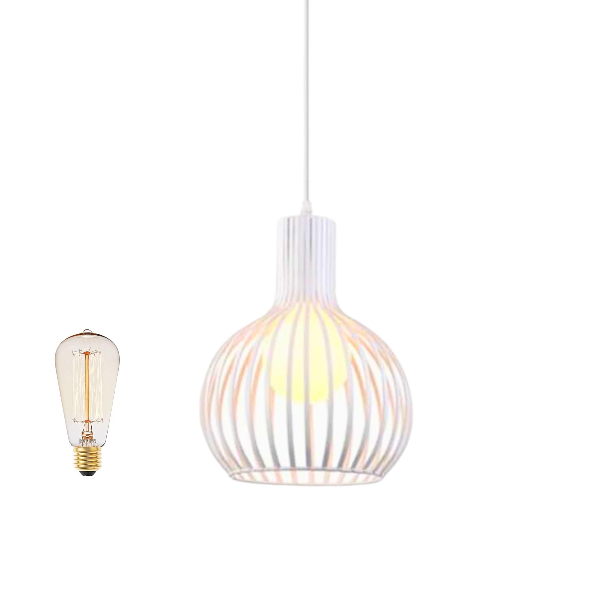 MOSSODOR Bulb Cage Pendant Light Iron Open Black Wire Modern Minimal Style E27 Filament Bulb (Included) for Restaurant Bar Coffee Shop Chai Shop