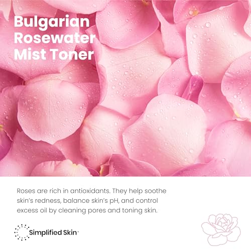 Rose Water Spray for Face & Hair – Pure USDA Organic Rosewater Toner – Refreshing Mist for Skin Care, Makeup & Locs – Natural Rose Scent, 4 Oz