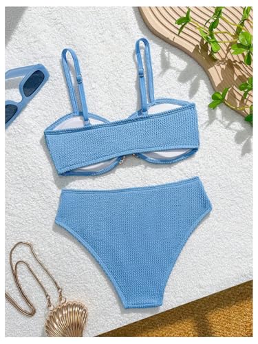 Image of RoseSeek Girl's 2 Piece Padded Bathing Suit Wireless Starfish Swimsuit Spaghetti Strap Vacation Beachwear Set