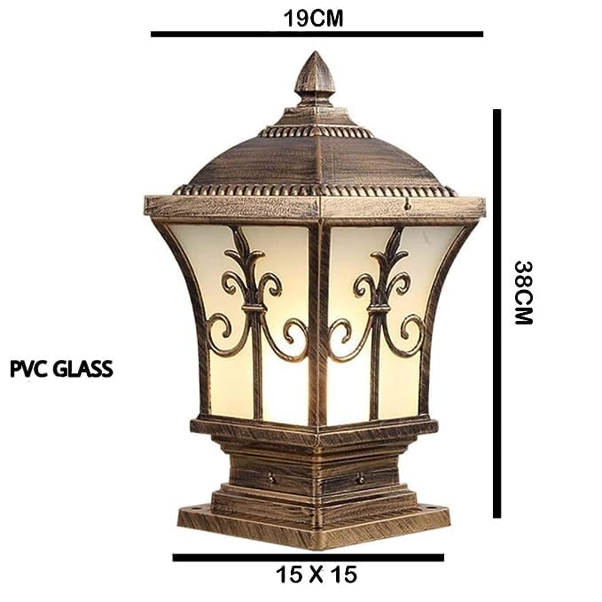 Image of Generic Antique Aluminium Outdoor Gate Light for Main Gate and Pillar Rust-Proof Waterproof Exterior Post Lamp for Brass Finish, (Bulb Not Included) Pack of 4