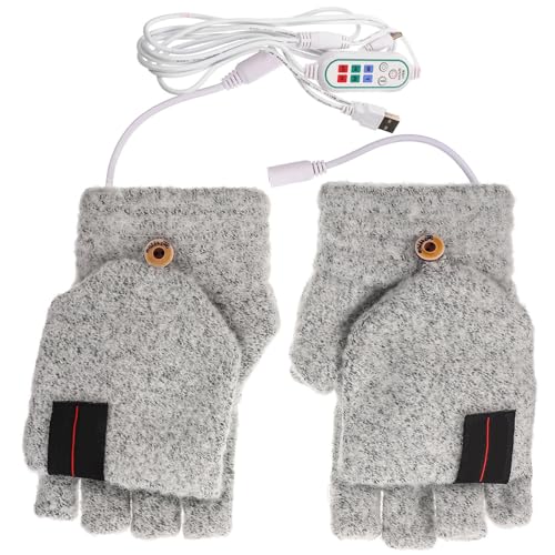 Guantes calefactables USB de punto y diseño convertible para la oficina
