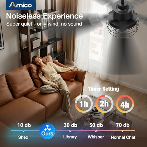 Amico 52 Inch Farmhouse Caged Ceiling Fans with Lights and Remote, Black by Amico - Used condition - Image 8