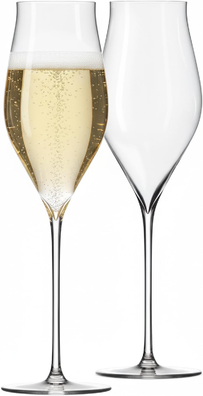 Holmegaard Notes Champagne Glass, Clear, 10.6" H x 3.1" D, 12.8 oz, Set of 2, Designed by Tom Nybroe, Gift Box Included