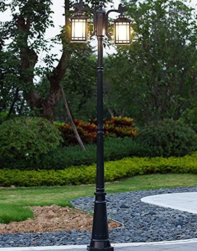 Lámpara Post Exterior con 2 Cabezas de Aluminio y Vidrio 265 cm
