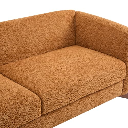 Image of Christopher Knight Home Almab 82 Inches Sofa Couch, Cozy Boucle Upholstered 3-Seater Sofa, Wood Frame Couch, Comfy Couches for Living Room and Office, Modern Sofa, Caramel Brown