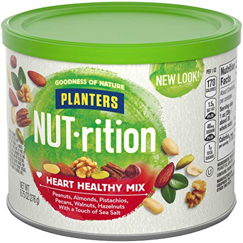 Planters Nut-Rition Heart Healthy Nut Mix With Peanuts (Almonds, Pistachios, Pecans, Walnuts, Hazelnuts & Sea Salt, 6 Ct Pack, 9.75 Oz Canisters) #TOP3
