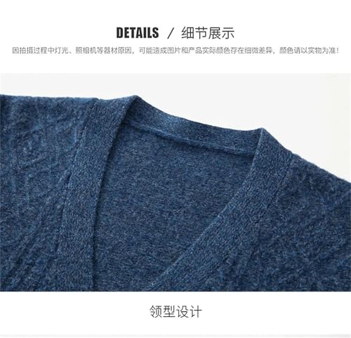 Men's Winter V-Neck Cashmere Cardigan Jacquard Warm and Thickened Knitted Open Front Sweater3