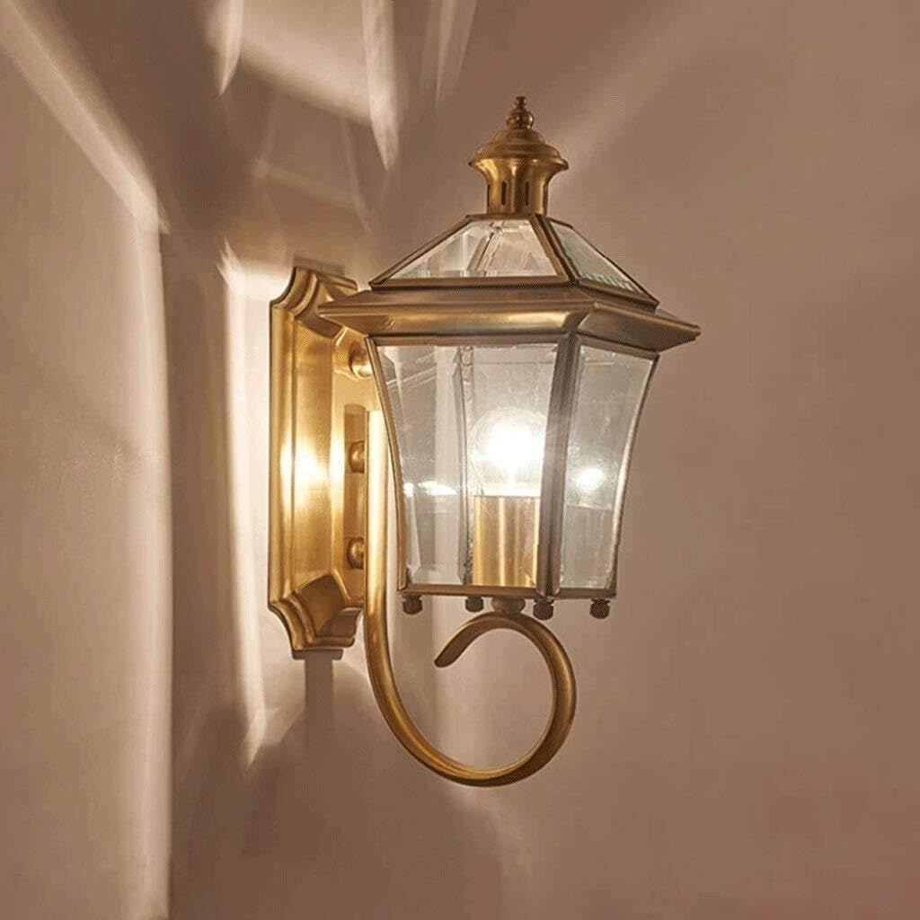 Wejścia Lampa Zewnętrzna Copper Outdoor Wall Light Waterproof Glass Exterior Sconce Garden modern Outside Lamp For Hallway Oświetlenie Ogrodu