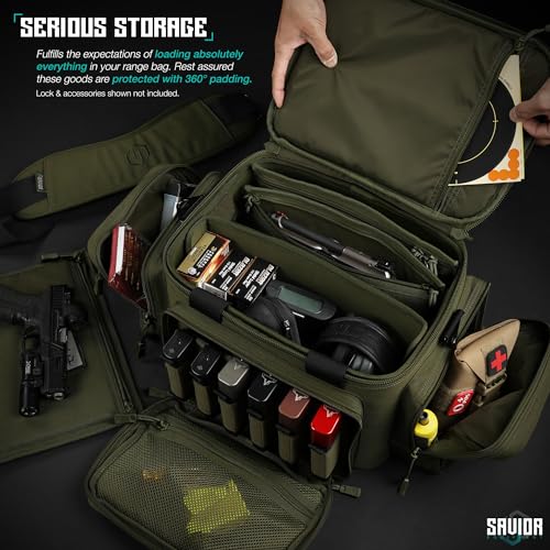 Savior Equipment Specialist Series Tactical Triple Pistol Shooting Range Hunting Duffle Bag Gun Carrying Case, Rigid Compartment Frame, Lockable Zippers, 3 Handgun Sleeves & Shoulder Strap Included by Savior Equipment - Used condition - Image 3