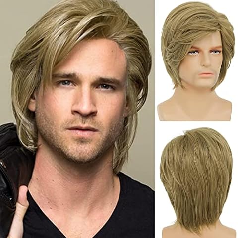 Peluca de cosplay rubia Beweig para hombres con gorro Cover