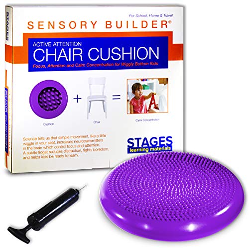 Image of Stages Learning Sensory Builder Class Pack of 10 Active Attention Chair Cushion for Wiggly Bottom Kids Seat Purple 13 inch x 2.5 - Class Pack Class Pack Purple Wiggle Cushions