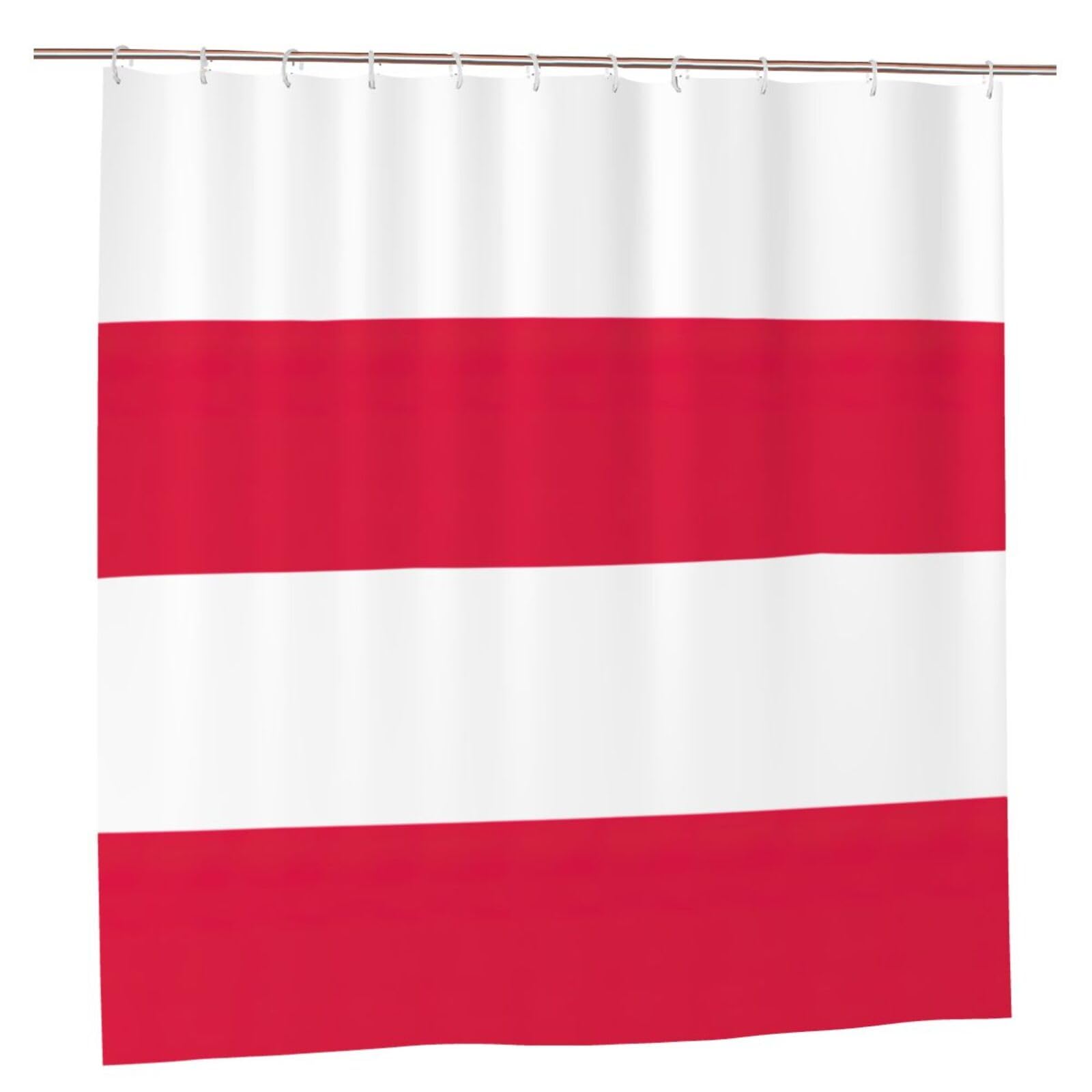 Rideau de douche drapeau polonais haut de gamme en tissu imperméable avec œillets inox