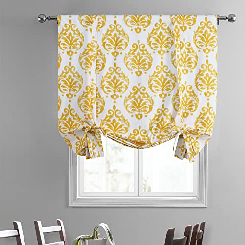 Hpd Half Price Drapes Printed Cotton Room Darkening Tie Up Curtains For Windows - 46 X 63 Roll Up Balloon Curtain For Living Room, Kitchen (1 Panel), Prct-Tud217-63, Sandlewood Gold #TOP1