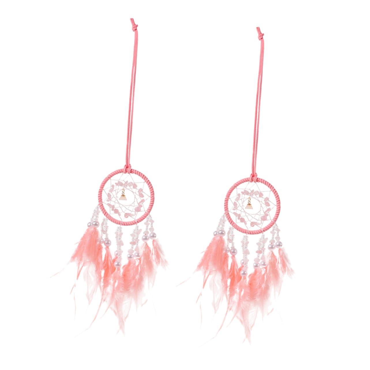 PRETYZOOM 2pcs Handmade Dream Catcher Car Hanging Ornament with Plumes Aesthetic Decor for Rearview Mirror Unique Car Accessories for Luck and Interior Decoration