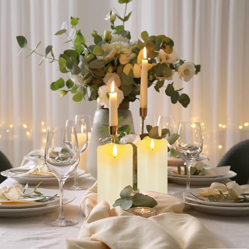 Image of White Flameless Candles Set of 2, 6 inchx3 inch LED Candles with Remote & Timer