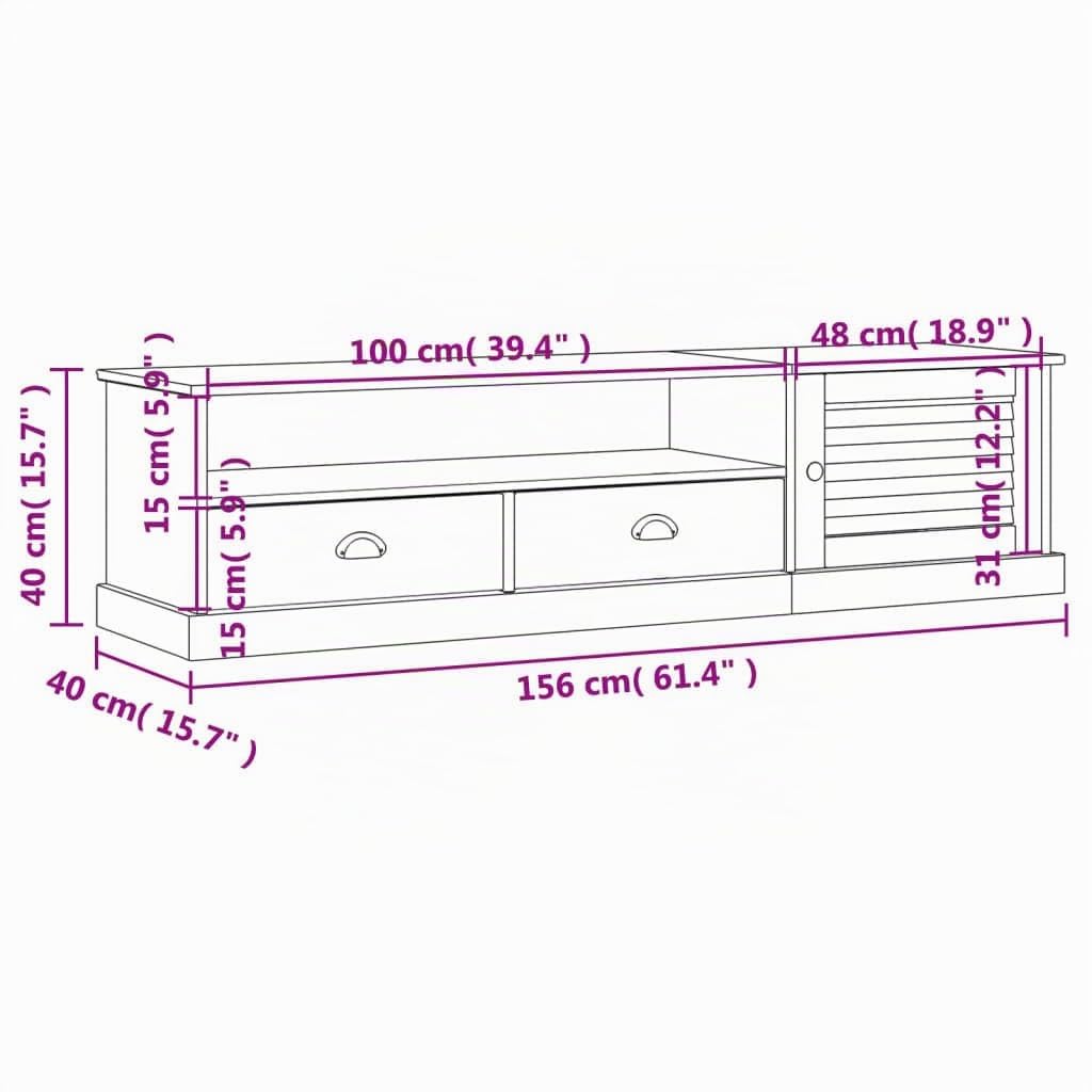 vidaXL Mueble para TV Vigo Madera Maciza de Pino 156x40x40 cm