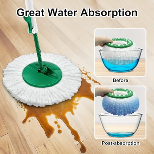 6 Pack Mop Head Replacement for Libman Tornado Spin Mop Reusable Microfiber Spin Mop Heads Refill for Libman Tornado Spin Mop System, Easy to Replace and Machine Washable (White, 6 Pack) - Thumbnail 6