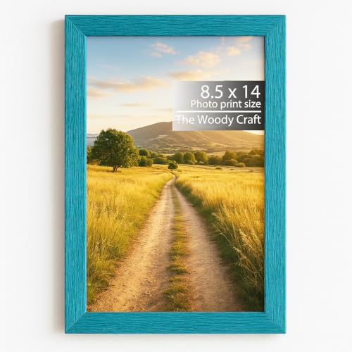 Image of Photo Frame 8.5x14 Legal Size | Wall Frames To Enhance Your Room | Stylish Blue Photo Frames For Wall Decor | Durable Wooden Frame | Blue Frames For Wall Decor | Hanging Photo Frame