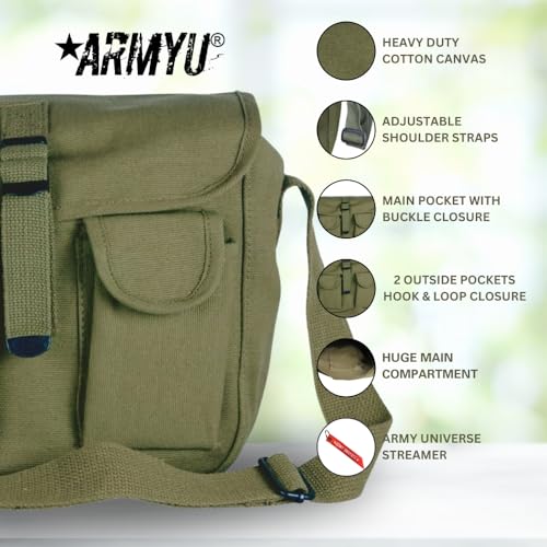 Olive Drab Green Canvas Ammo Military Shoulder Bag Tactical Ammo Pack Mini Shoulder Bag with Strap3