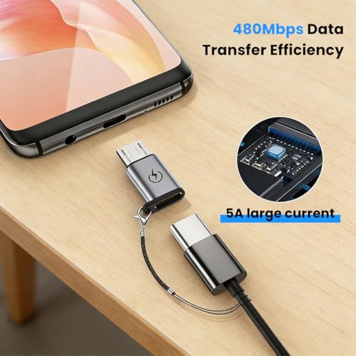 Image of Verilux 2 Pack Type C to Micro USB Adapters, 18W Type C Female to Micro Male Charger Converter with 480MBPS Data Transfer Compatible with Galaxy S7 Edge S6 S4, LG Nexus 5 4, Motorola Moto G6 Play