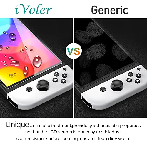 iVoler 4 Pezzi Pellicola Vetro Temperato Compatibile con Nintendo Switch OLED Modello 7 Pollici Modello 2021, Strumento di Installazione Incluso, Pellicola Protettiva Protezione Schermo Anti Graffio