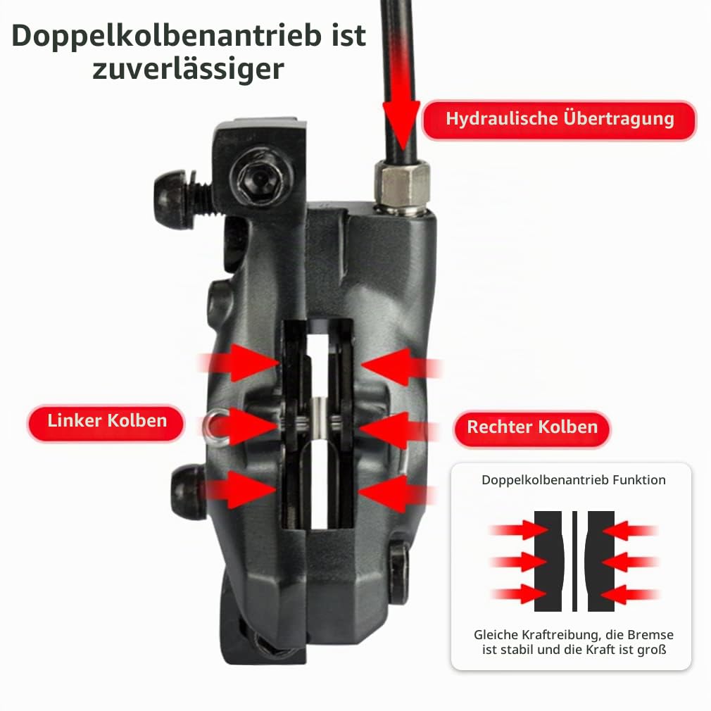 MTB Hydraulische Scheibenbremsen Vorne Hinten Bremsen Bremssattel 160 mm Rotorbremsen Kit Hydraulische Scheibenbremsen Set mit Kabel für Mountainbike Rennrad Reiten Fahrrad