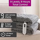 Neo Electric Cable Knit Heated Throw Reversible Blanket Fleece Sherpa 9 Heat Settings Machine Washable (Grey) - Image 4