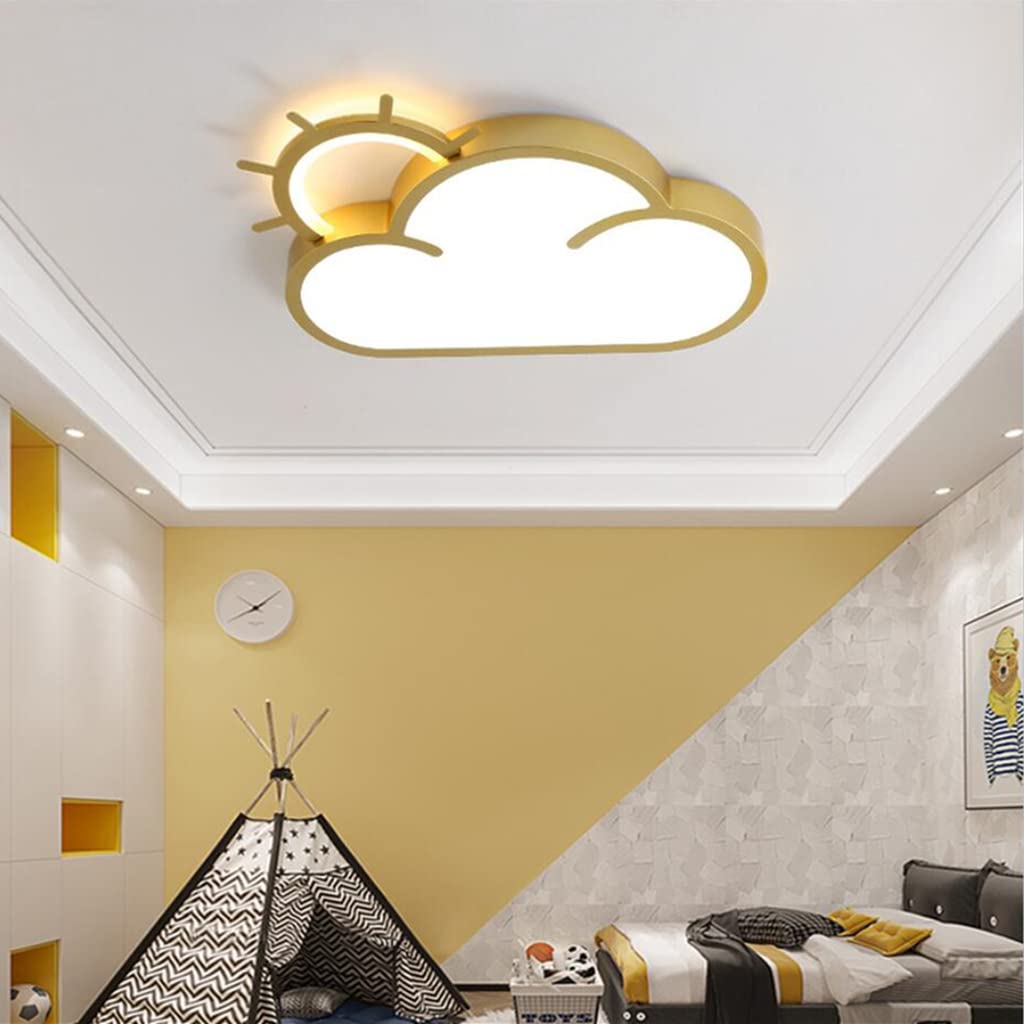LED Deckenleuchte Kinder Leuchten Moderne Wolke Sonne Design Deckenlampe Dimmbar mit Memoryfunktion Kronleuchter Metall Acryl Deckenlicht Jungen Mädchen Schlafzimmer Wohnzimmer Beleuchtung Lampe,A
