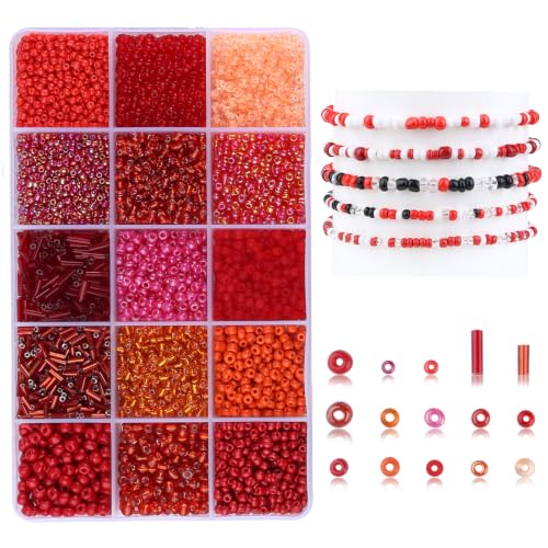 Red Seed Beads for Jewelry Making Glass Bugle Beads for DIY Craft