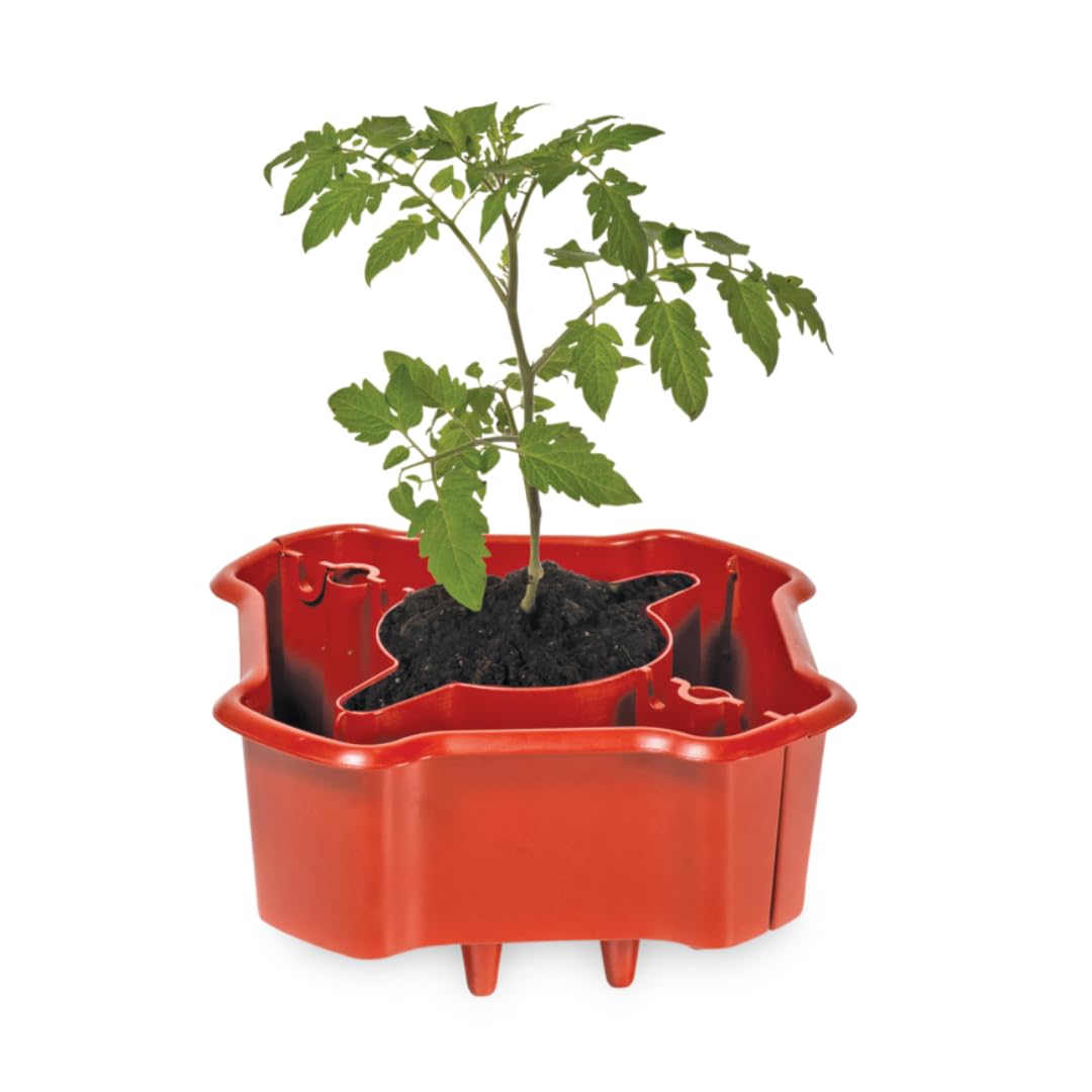 Gardener's Supply Company Deluxe Tomato Halo | Efficient Tomato Planter System with 2-Gallon Water Reservoir for Healthy Roots & High Walls for Protection | Set of 2 - Red