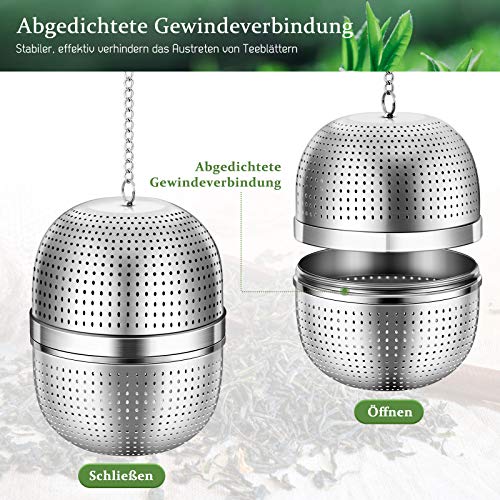 HOMEMAXS 2pcs Infusor de chá de malha de aço inoxidável 304 Infusor de bola de chá de folhas soltas