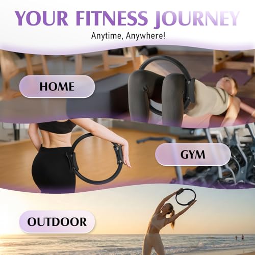 JKSHMYT Pilates Ring Fitness Circle for Women, Pilates Equipment – 14.5" Home Magic Exercise Workout, Better me Pilates Essentials Starter Set for Beginners Toning Shape Full Body Black by JKSHMYT - Image 5