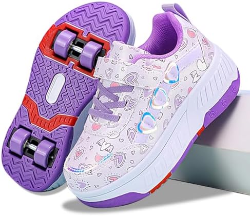 YINGCSM Schuhe mit Rollen für Jungen Mädchen, Kinder Rollschuhe, 2-in-1 Roller Schuhe Turnschuhe Skateboardschuhe