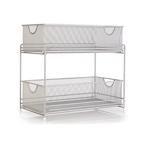 GRAYLINE 2 Tier Mesh Slide Out Organizer, Satin Nickel