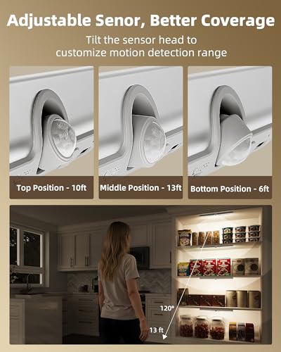 Image of EZVALO 13-inch Motion Sensor Closet Light, LED Rechargeable Closet Light with Adjustable Sensor, 3 Colors & Dimmable, No Glare, Magnetic Motion Lights Indoor for Closet, Pantry, Stairs