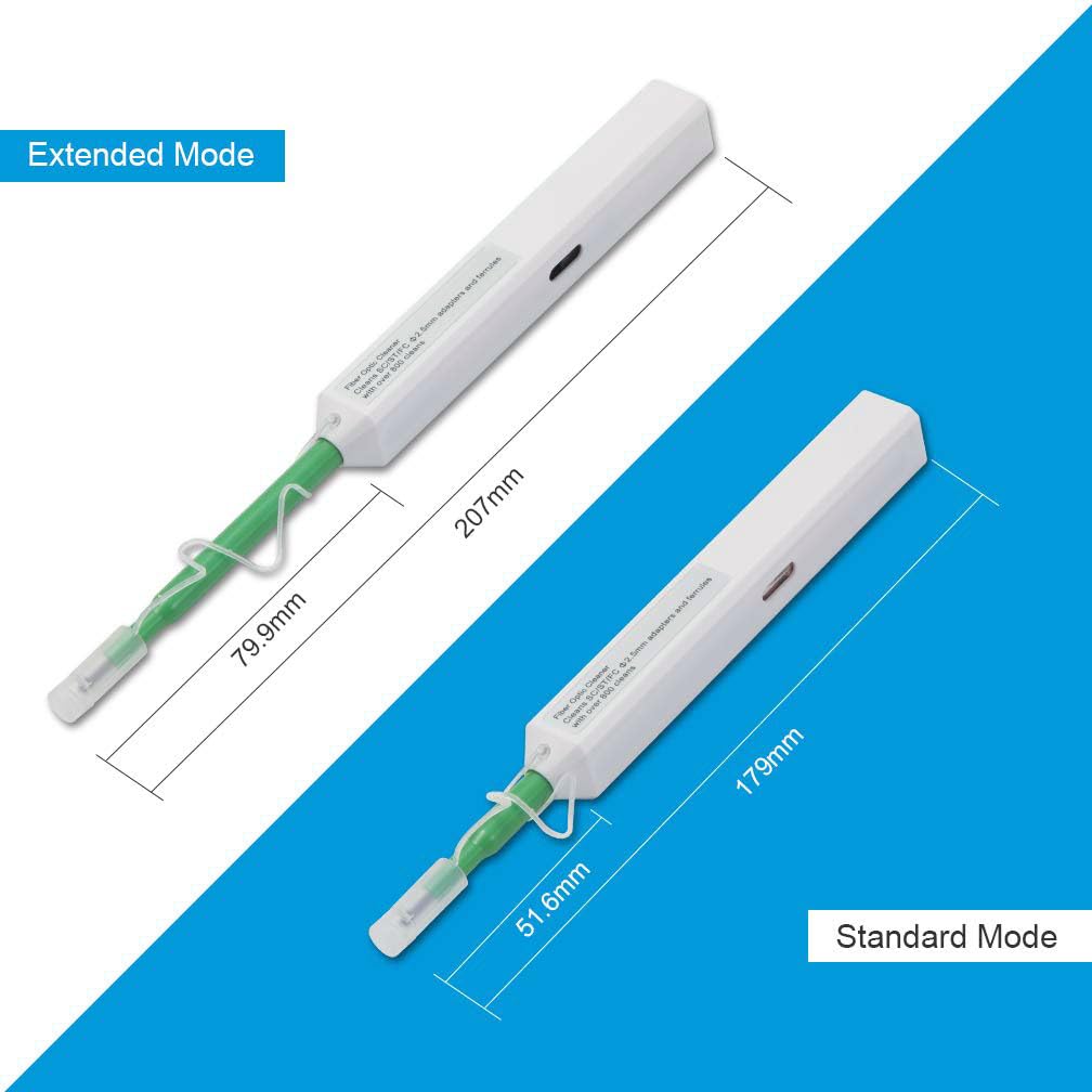 HiFiber Glasfaserreiniger, 2,5 mm SC-Glasfaserstecker Reinigungsstift für Ferrulenenden von SC/ST/FC, UPC, One-Click-Reiniger, bis zu 800 Reinigungen