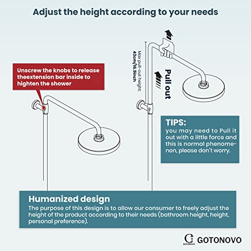 Gotonovo Outdoor Shower Faucet Sus304 Shower Fixture System Combo Set Rainfall Shower Head Single Handle High Pressure Hand Spray Wall Mount 2 Function Brushed Nickel 8 Inch Rainfall Shower Head Kit #TOP7