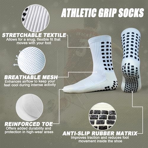 Image of Anti Slip Soccer Grip Socks, 117 Silicone Dots Non Skid Football Socks