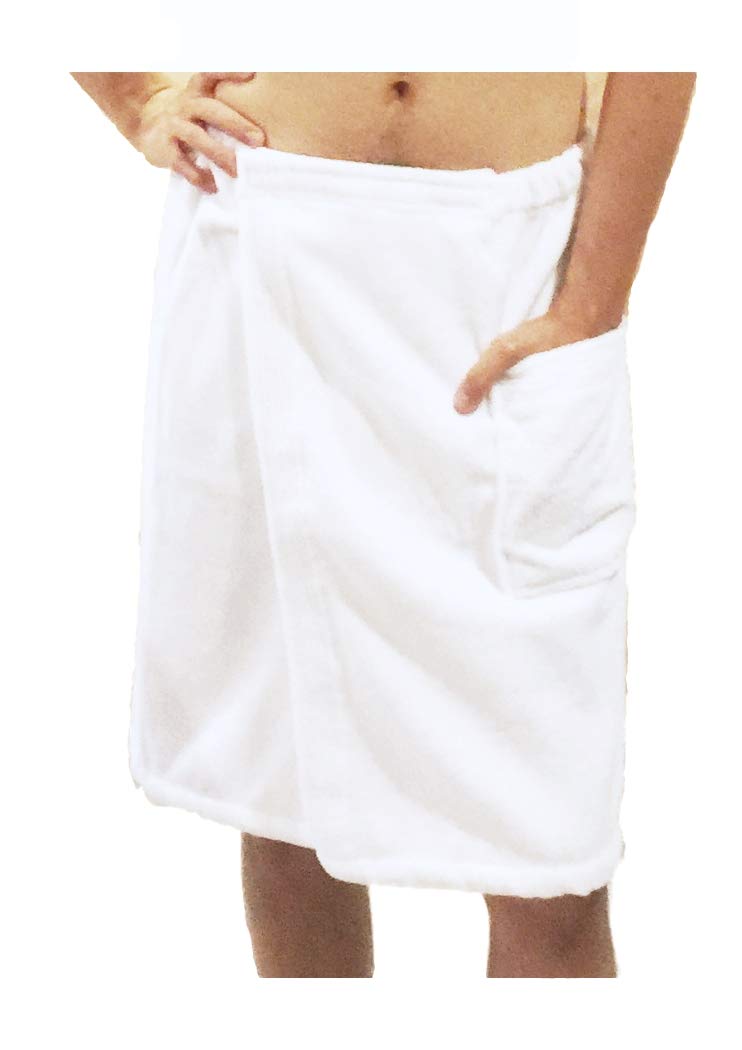 BY LORA Spa Wraps for Men, 3X/4X Large, Cover Up - White