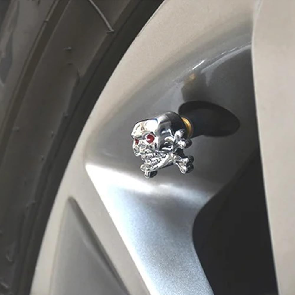 Tappi Pneumatici Auto 40 Pezzi Tappi Antipolvere per valvole Pneumatici a Forma di Teschio e Ossa Incrociate