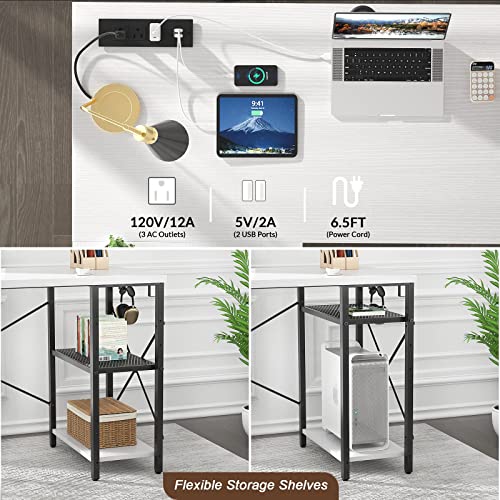 Aheaplus L Shaped Desk With Outlet And Usb Charging Ports, L-Shaped Desk With Storage Shelves Reversible Corner Computer Desk 2 Person Long Table With Monitor Stand Gaming Home Office Desk, White #TOP4