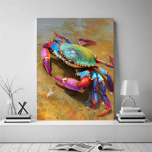 Animaux marins impression sur toile crabe multicolore déco bureau 20x30 - 2