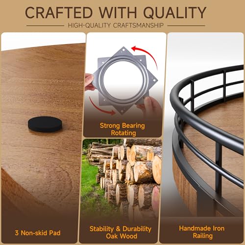 Image of 21 inch Lazy Susan Turntable, Wooden Organizer for Dining Table, Pantry, Kitchen, Countertop, Cupboard,Home Decor, Walnut