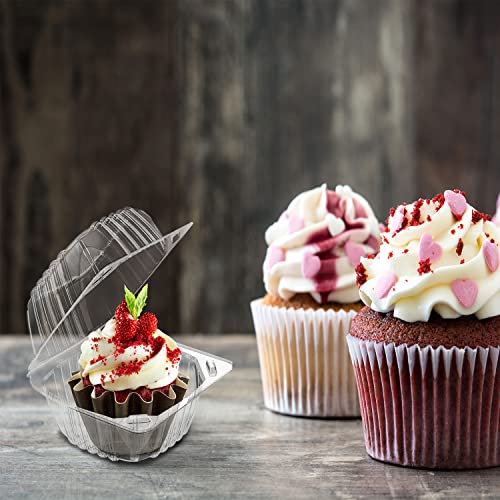 Ballhull 50 Pcs Clear Thickening Plastic Hinged Take Out Containers Disposable Clamshell Food Cake Containers With Lids 5.8 X 5.8 X 3.2 Inch For Dessert, Cakes, Cookies, Salads, Pasta, Sandwiches #TOP5