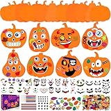 Natonhi 430Pcs Halloween Crafts Kit, Halloween Activitie Foam Pumpkin with Pumpkin Face Stickers DIY Art and Craft Set Holiday Decoration