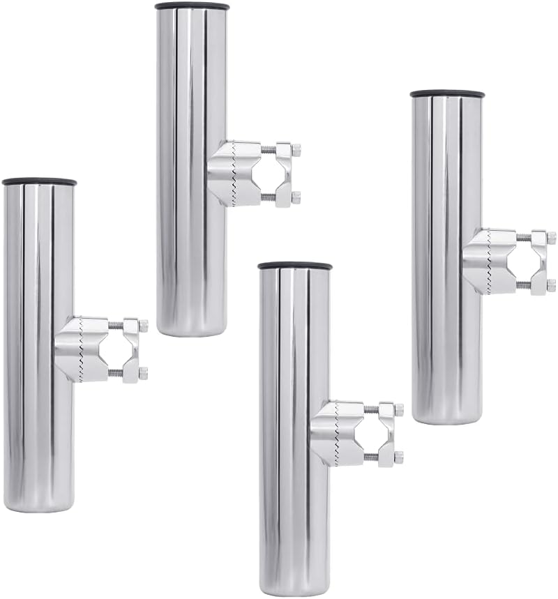 White Water 53301SS-4PK Stainless Steel, Clamp-On Rail Mount, Fishing Rod Holder, Straight (4pack)