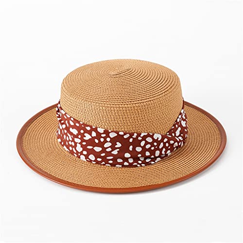 Chapeaux de soleil au design bord en cuir et motif imprimé vache chic